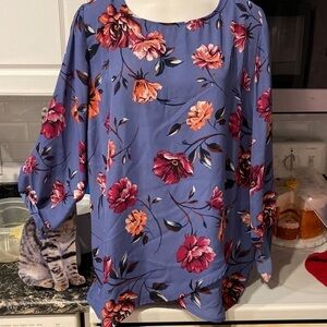 K womens I.N Studio casual 3/4 tie sleeve floral plus size top 1X